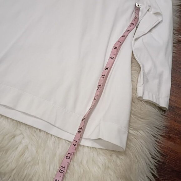 Hinson Wu White 3/4 Sleeve Boat Neck Double Knit Panel Shirt S - Picture 6 of 9